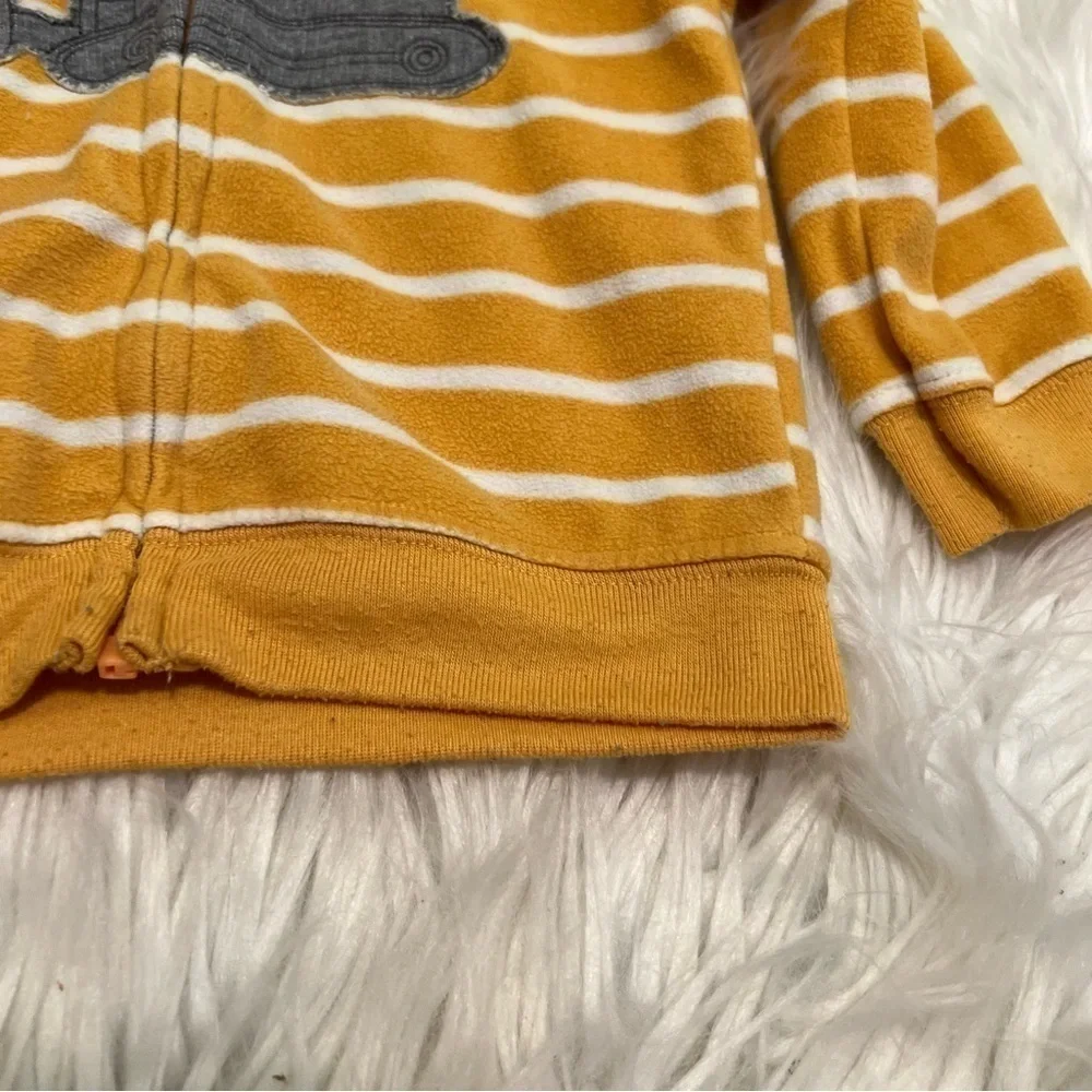 Child of Mine by Carter's Baby Sz 12 Months Fleece Hoodie Yellow Stripe Tractor